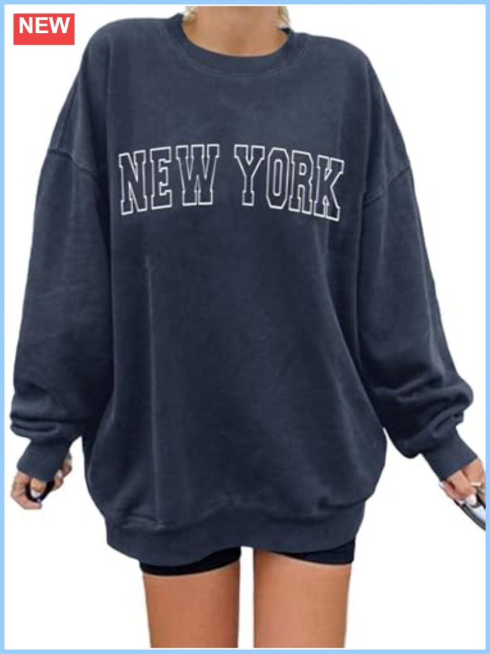 Oversized Crewneck Sweatshirt Los Angeles Print Bat Sleeve Pullover